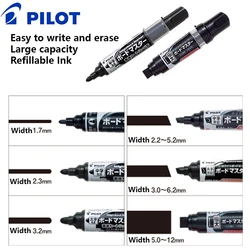 Japan PILOT Black Whiteboard Marker, Office Straight Liquid Large Capacity Refillable Ink Education Training Course Erasable Pen