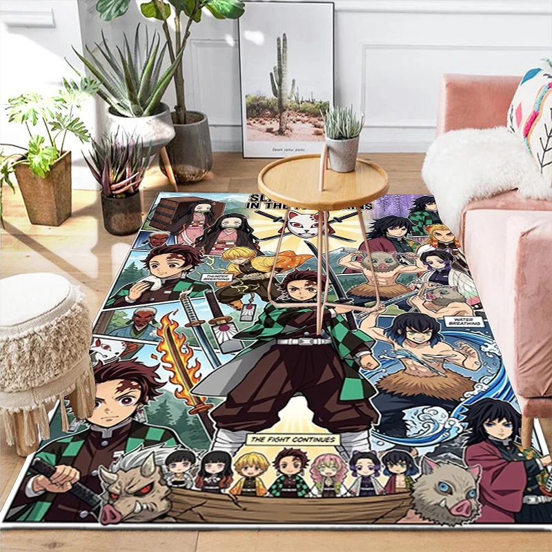 Kimetsu no Yaiba Alfombra antideslizante suave y lavable para el hogar, sala de estar, dormitorio, cocina THW