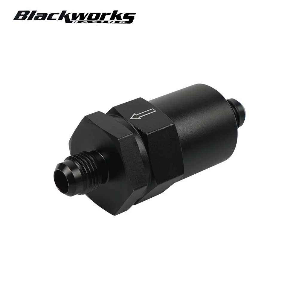 6AN Black Billet Inline Fuel Filter 30 Micron Aluminum FF-1065A-BK