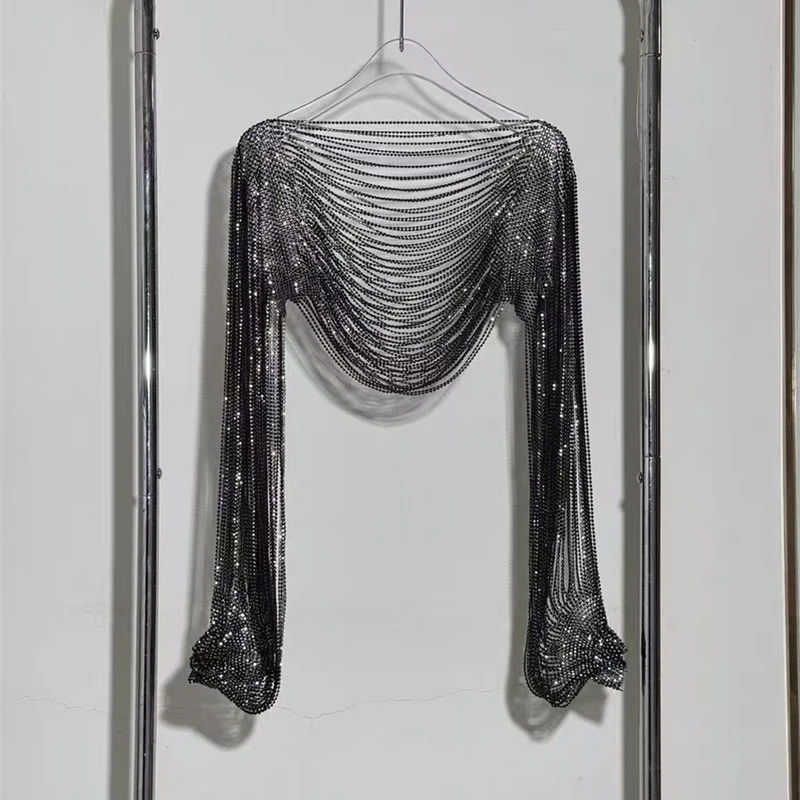 Hochwertiges Diamant-Halsketten-Zubehör, 2026, neuer Stil, Kleidung, Schal-Zubehör, trendiges, langärmeliges Crop-Top, mehrschichtig – Detail 3