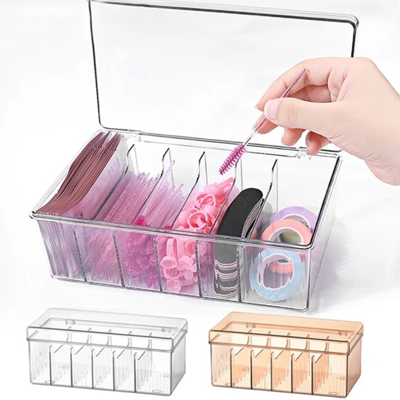 صندوق تخزين الرموش مع غطاء أداة تنظيم مستحضرات التجميل المكتبية وحامل حافظة شفافة من الأكريليك حصريًا لمستلزمات المكياج #1