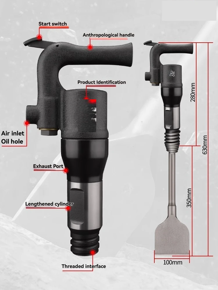 Welding slag removal pneumatic hammer, C4 C6 pneumatic chisel, heavy-duty rock drill, pneumatic chisel brake shoe castings