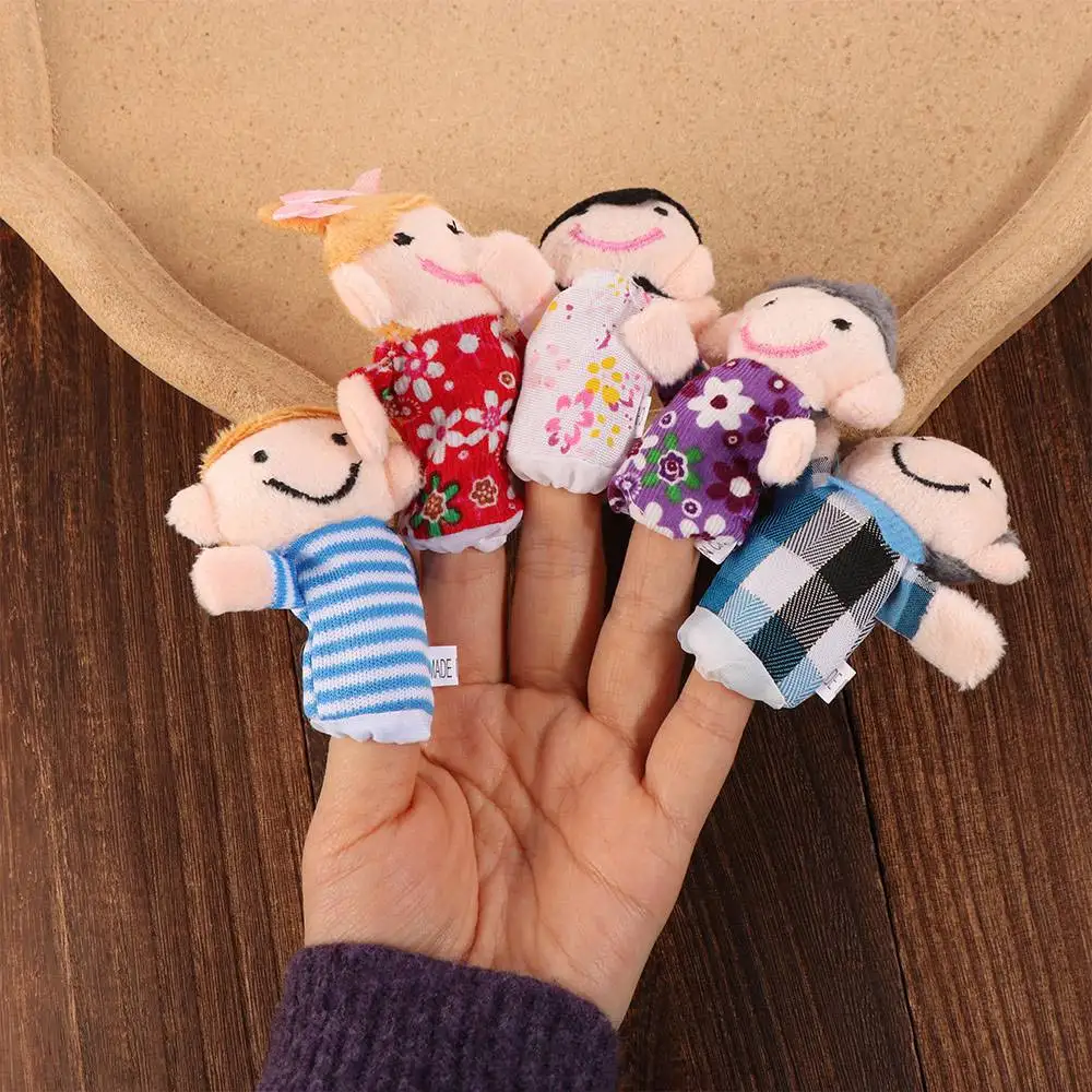 6Pcs Soft Finger Puppets Set Interactive Educational Mini Early Education Cloth Velvet Safe Interactive Puppets Storytime Play