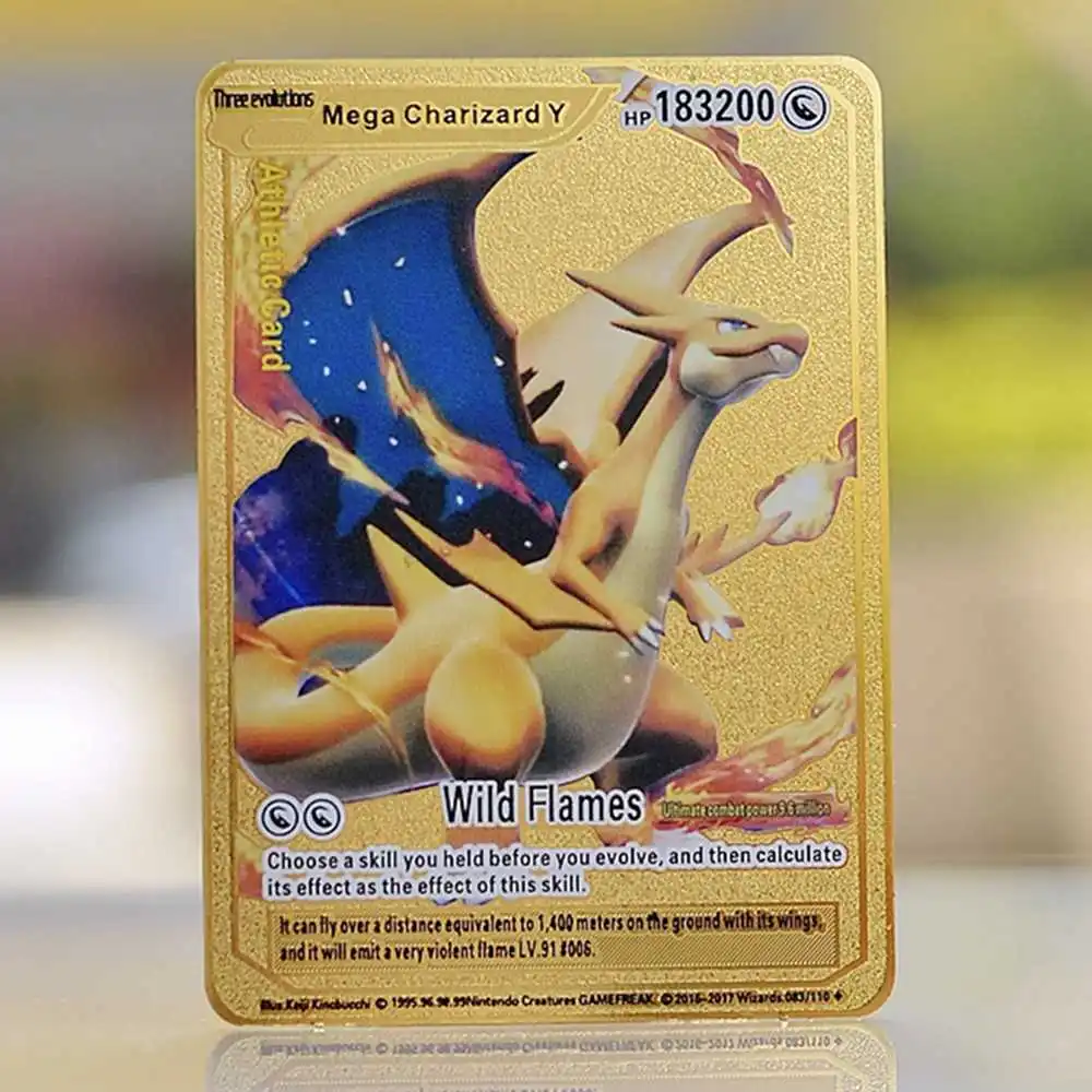 

Карты с покемонами, золотые металлические буквы с покемонами Tcg Charizard Vmax Lugia Gx Pikachu Vstar, аниме, настольные игры, игральные карты, детские игрушки, подарок