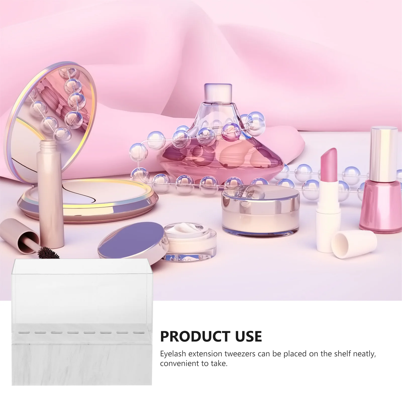 まつげピンセットホルダー 8穴アクリルディスプレイスタンド まつげエクステンションツール収納オーガナイザー メイクアップスタンドボックス