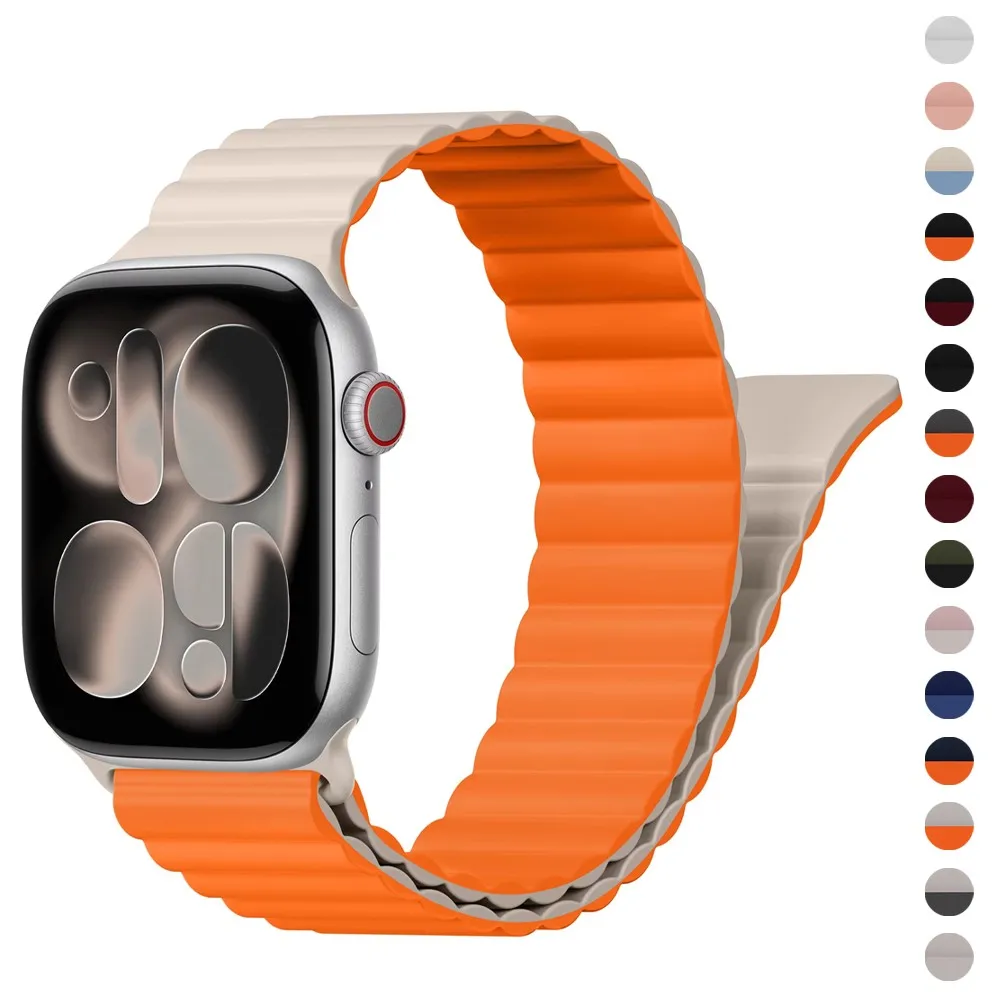 

Спортивный магнитный силиконовый ремешок для Apple Watch Band Ultra 3, 49 мм, сменные ремешки для iWatch 11, 10, 9, 8, 7, 6, 5, 4, SE, 44/45/46/49 мм