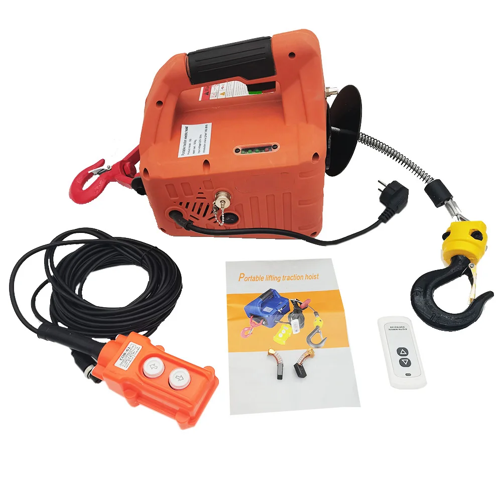 220V/110V 500KG Load Portable Electric Winch Traction Hoist Small Crane Home Decoration Crane Hoist Lifting Tool