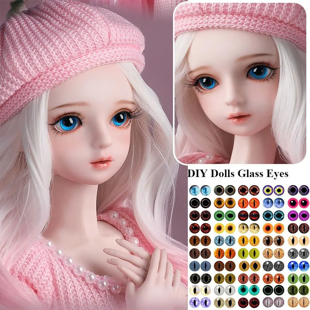50pcs/25Pairs 8/10mm Time Gem  Dinosaur Animal Eyes DIY Crafts Glass Dolls Eyes  Eyeballs