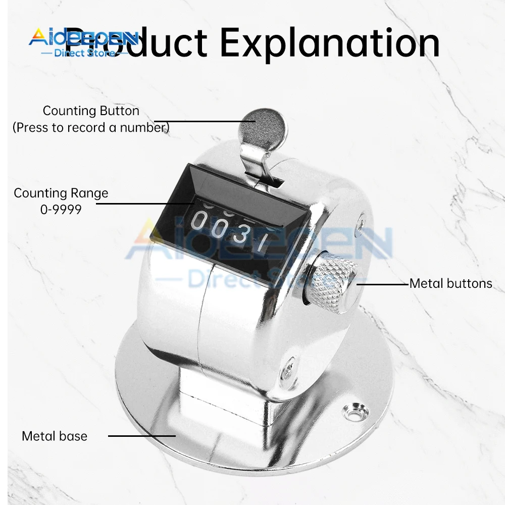 Digital Hand Tally Counter Manual Counting Golf Clicker Training Counter 4 Digit Number Hand Held Tally Counter Optional Base