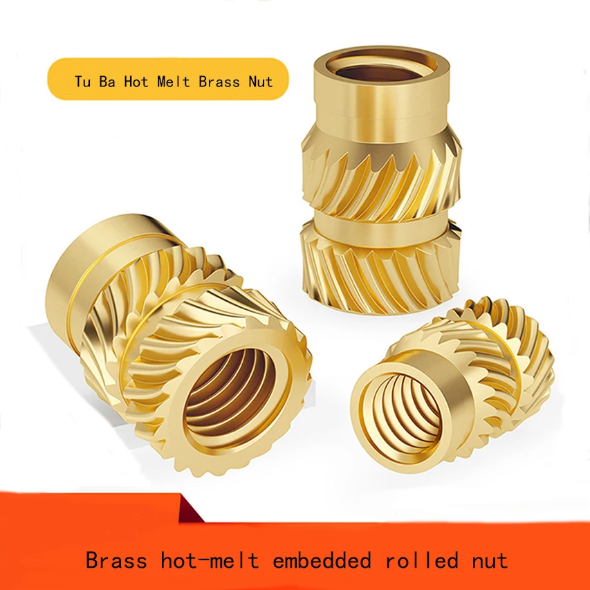 M1-M10 Brass Hot Melt Insert Pre Embedded Nut Hot Melt Injection Molding 3D Printing Brass Copper Insert Nut Knurled Thread