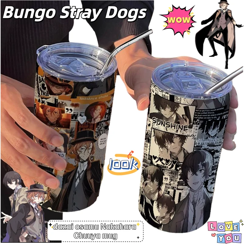 

Бунго Бродячие собаки дазай Осаму Накахара Чууя мультфильм анимация периферийный термос чашка креативная соломенная чашка из нержавеющей стали