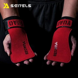 Cowhide Gym Gloves Grips Anti-Skid Weight Lifting Grip Pads Deadlifts Workout Fitness Gloves Pull ups Bracer