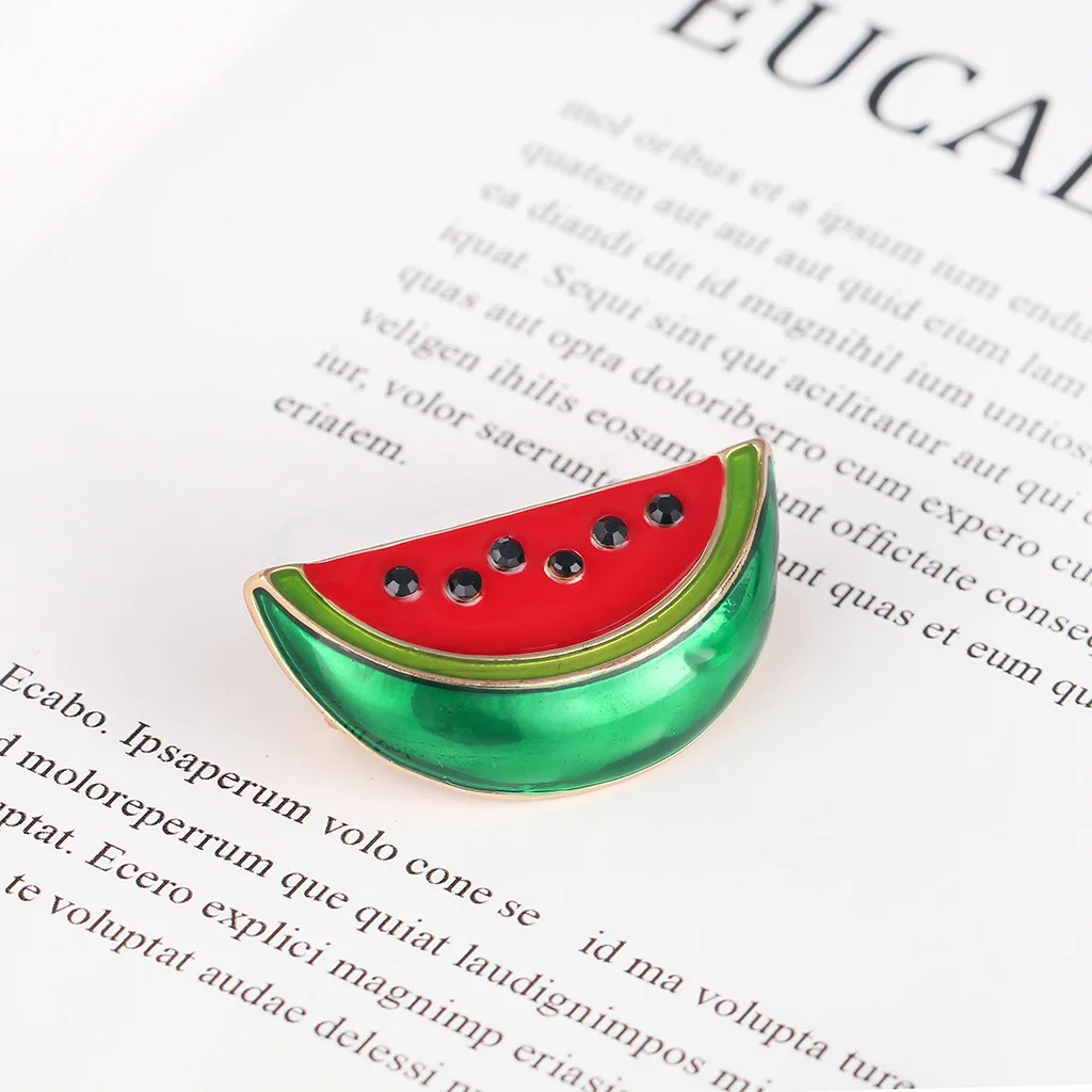 Korean version of cute cartoon watermelon brooch rainbow fruit metal pin corsage Jewelry gifts for friends at daily parties
