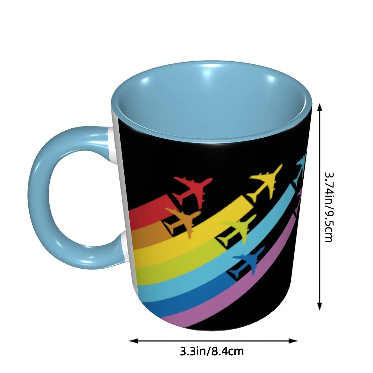 Personalized Rainbow Airplanes Chemtrails Coffee Mugs DIY Aviation Fighter Pilot Ceramic Milk Tea Cups