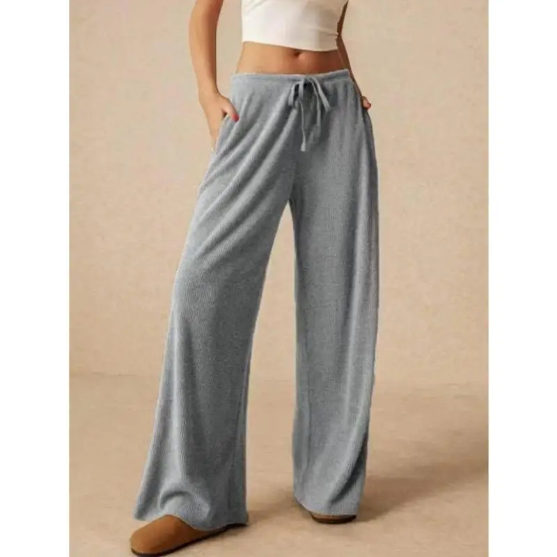 

Ele High Waist Wide Leg Pants for Women Design of down Crotch Cross-Border New Sle Straight Tube Pants ex PVC Material