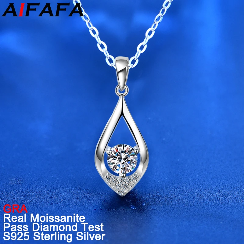 

AIFAFA 0.5 Carat Real Brilliant Moissanite Water Drop Pendant Necklace 100% S925 Sterling Silver Jewelry Pass Diamond Test GRA