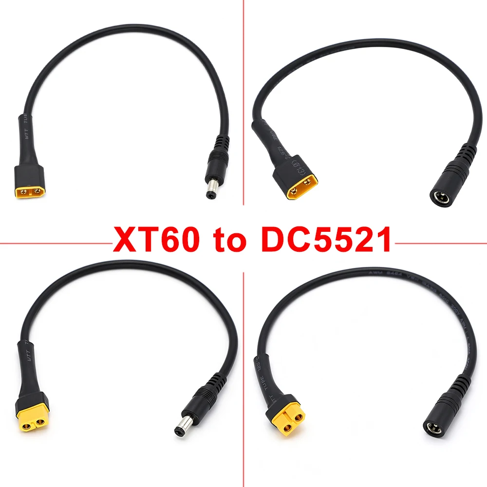 1Pcs XT60 Plug Male/Female Connector To DC5521 Male/Female Power Cable Adaptor For Car Battery Charging Adapter Cables 18AWG