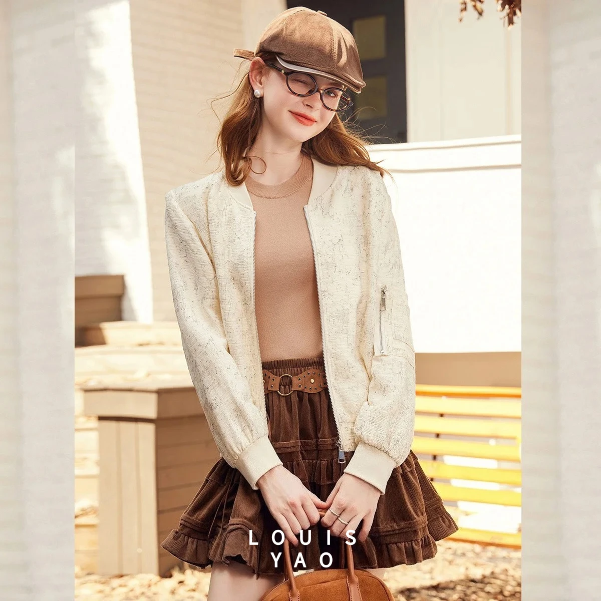 LOUISYAO Baseball Collar Zipper Jacket Women 2025 Spring Autumn Long Sleeve Casual Streetwear Outerwear Coat Best Seller 