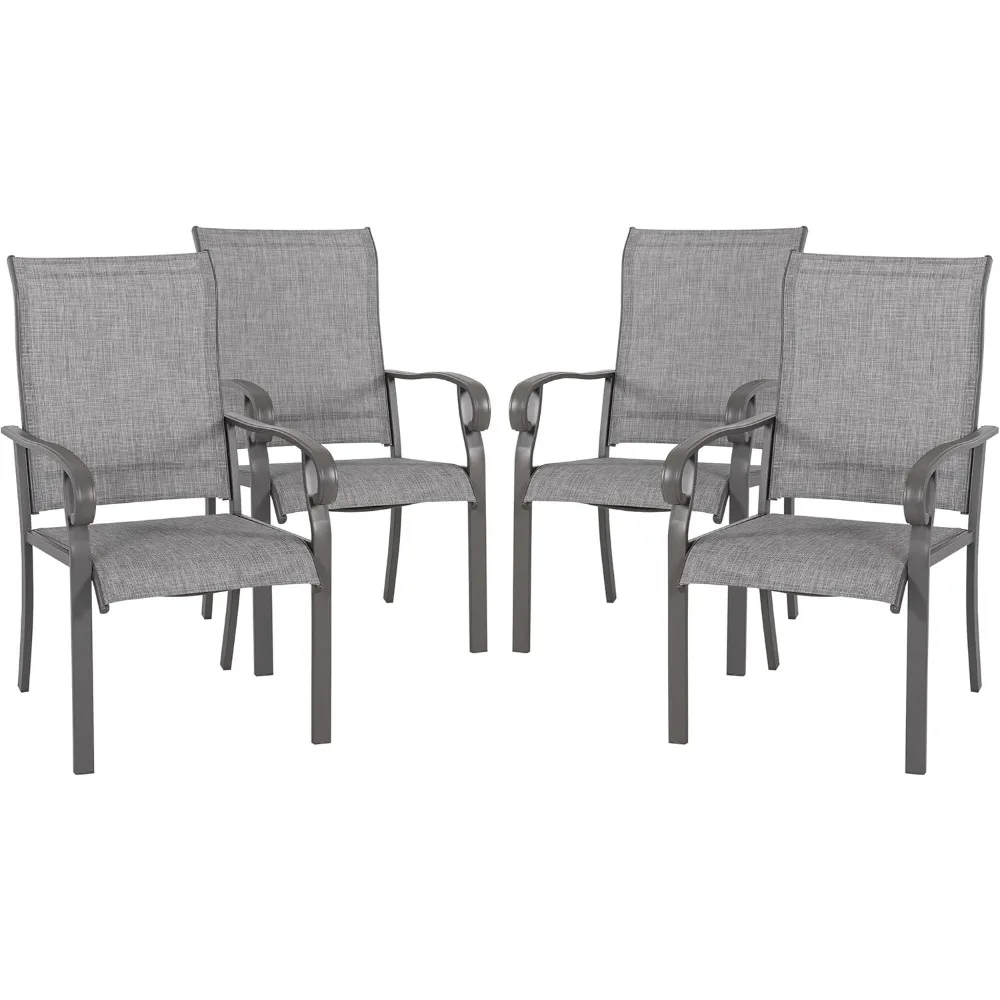 

Набор из 4 стульев для патио, всепогодные текстильные стулья для патио, металлический каркас с порошковым покрытием, уличный патио, бистро, Dinin