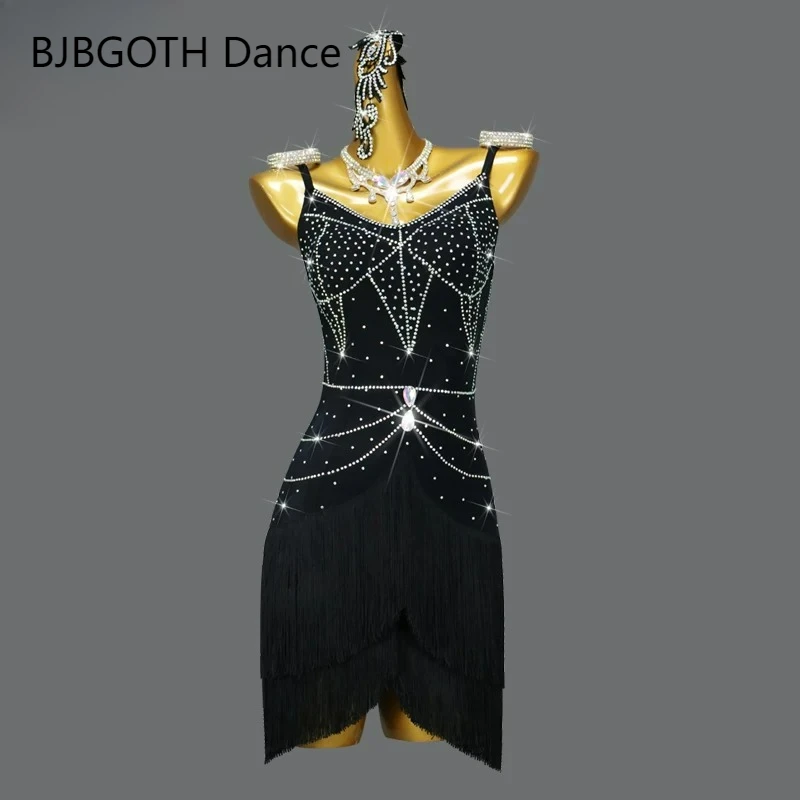 2026 Latin Dance Dress Womens Stage Clothing Fringed Skirt Practice Dancewear Prom Costumes Girls Evening Short Party Samba Suit