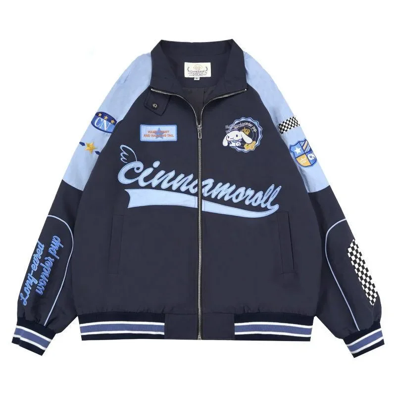 Uniforme de Baseball Sanurgente Kuromi Cinnamoroll pour Femme, Veste Coupe-Vent Ample et Chaude, Vêtements de Couple, Cadeau Kawaii, Punching Biker