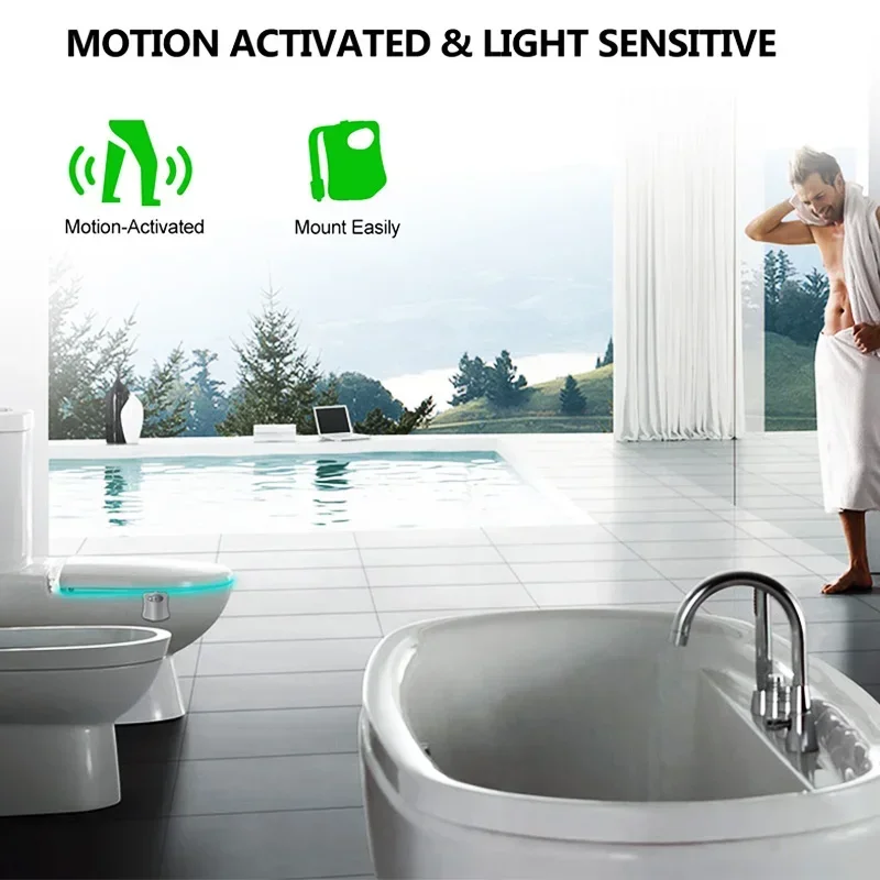 Toilet Night Light PIR Motion Sensor LED Light Toilet Bowl Light Washroom Night Lamp Battery-powered 7 Colors Changing Toilet