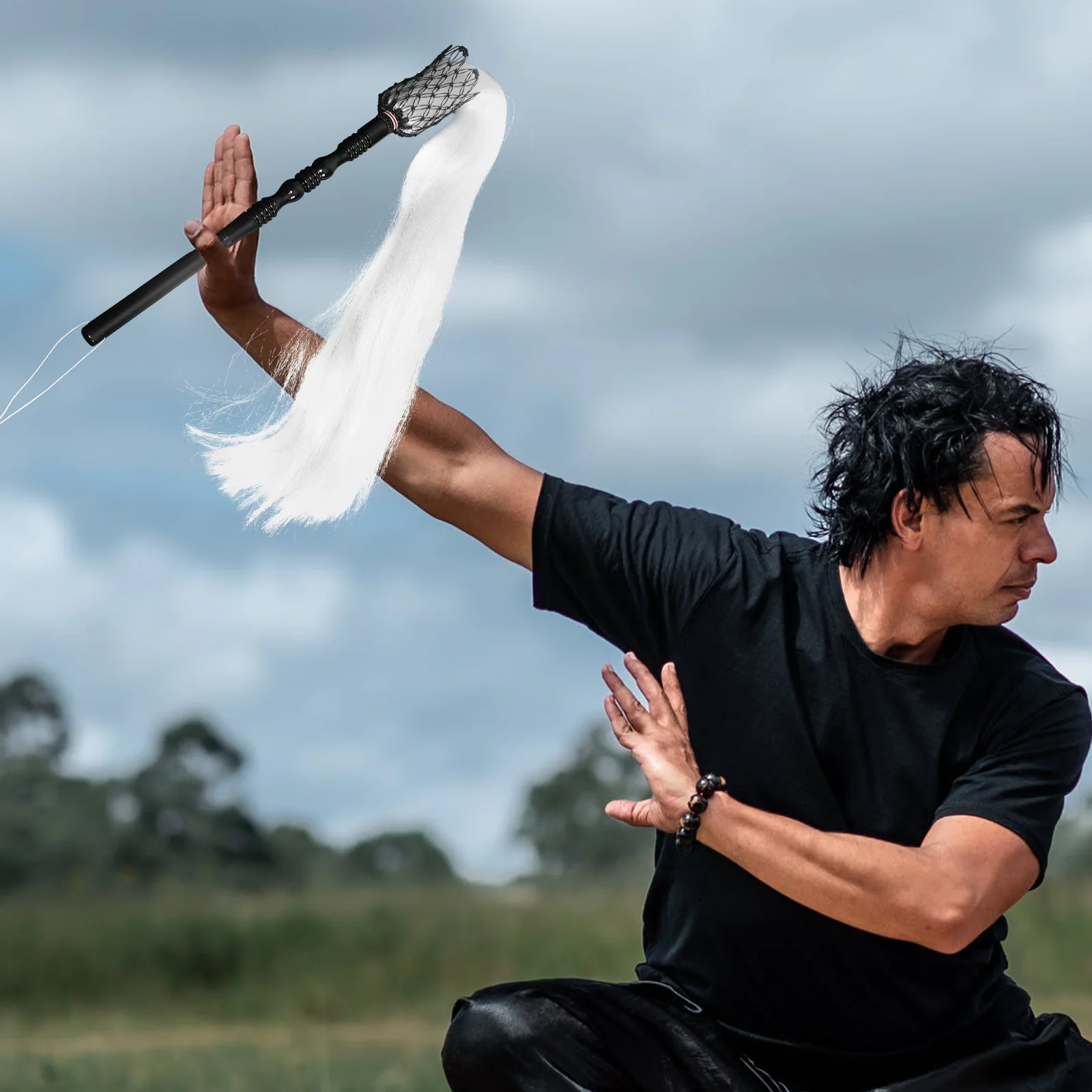 

Buddha Dust Whisk Duster Handheld Horsetail Decors Portable Taoist Lightweight Decorate for