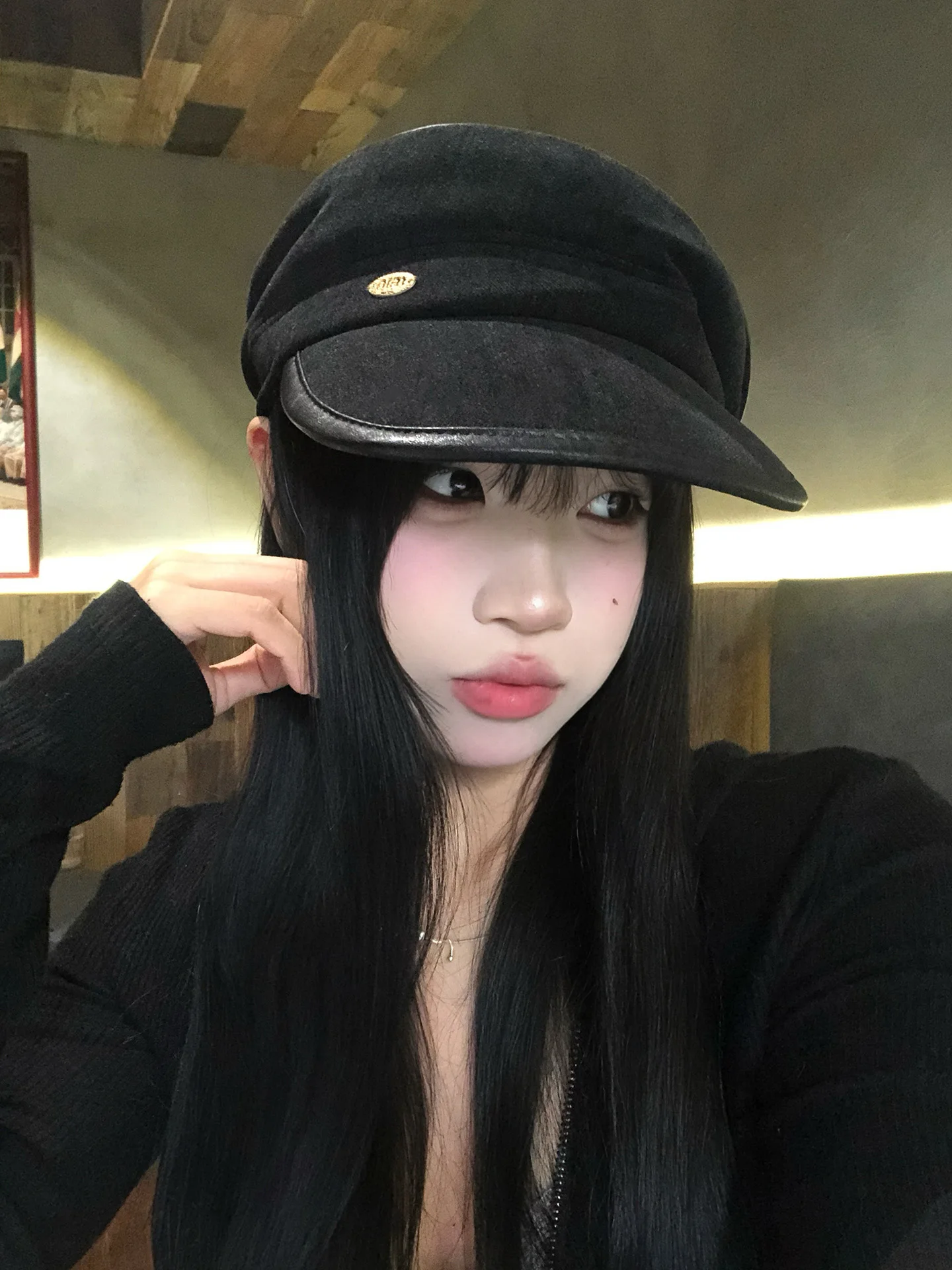 Retro Velvet Octagonal Beret Hat Women Early Autumn New Style High Fashion Face Slimming Small Crowd Popular Short Brim Cap