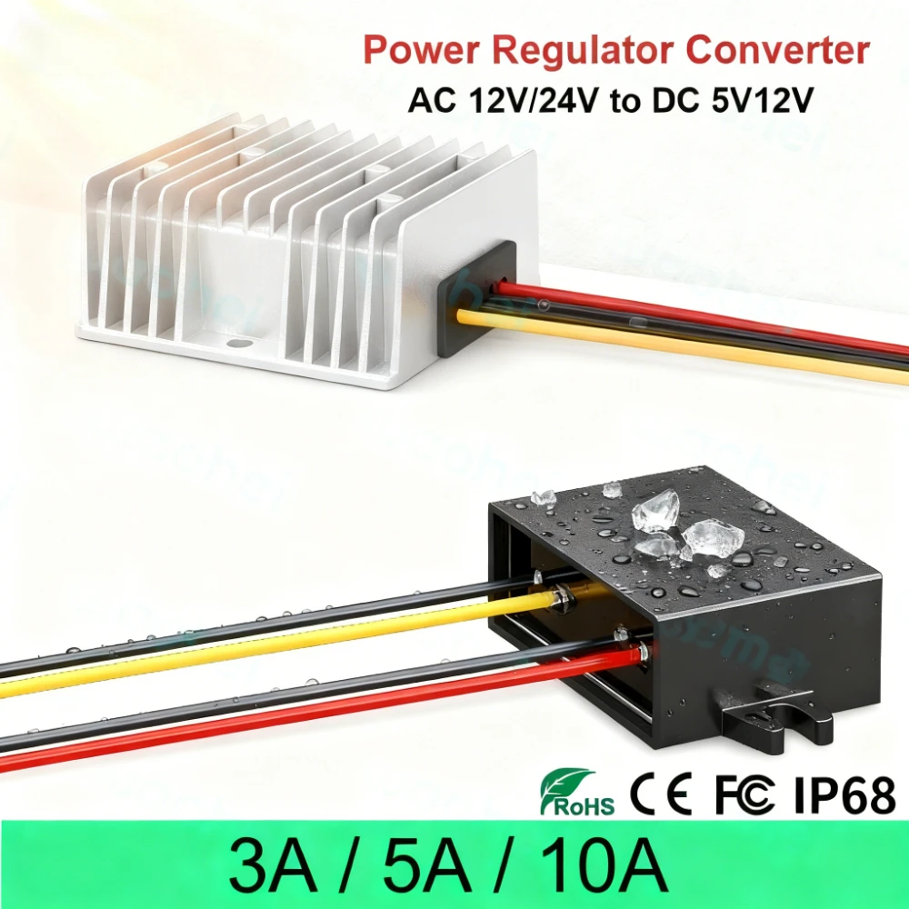 

AC12V/24V to DC 5V/12V 3A 5A 10A AC-DC Step-Down Power Converter Buck Voltage Output Regulator Power Supply Module for Car CE
