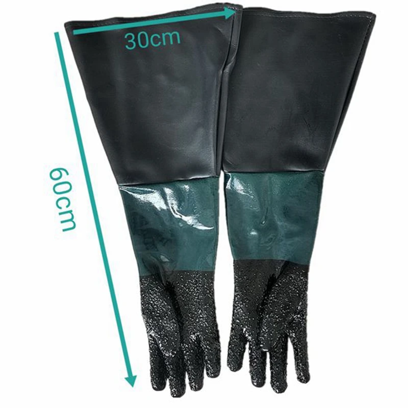 RISE-1 Set Sandblasting Gloves Sand Blaster Parts Blasting Gloves For Sandblast Cabinet Sandblasting Gloves 23.6 Inch