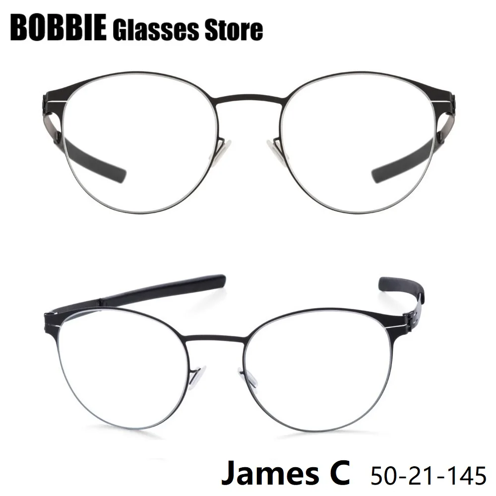 Classic Oval Round Glasses Frame Men Eyeglasses Eyewear Stainless Light Thin Rim Spectacles Germany Business Style Screwless DIY