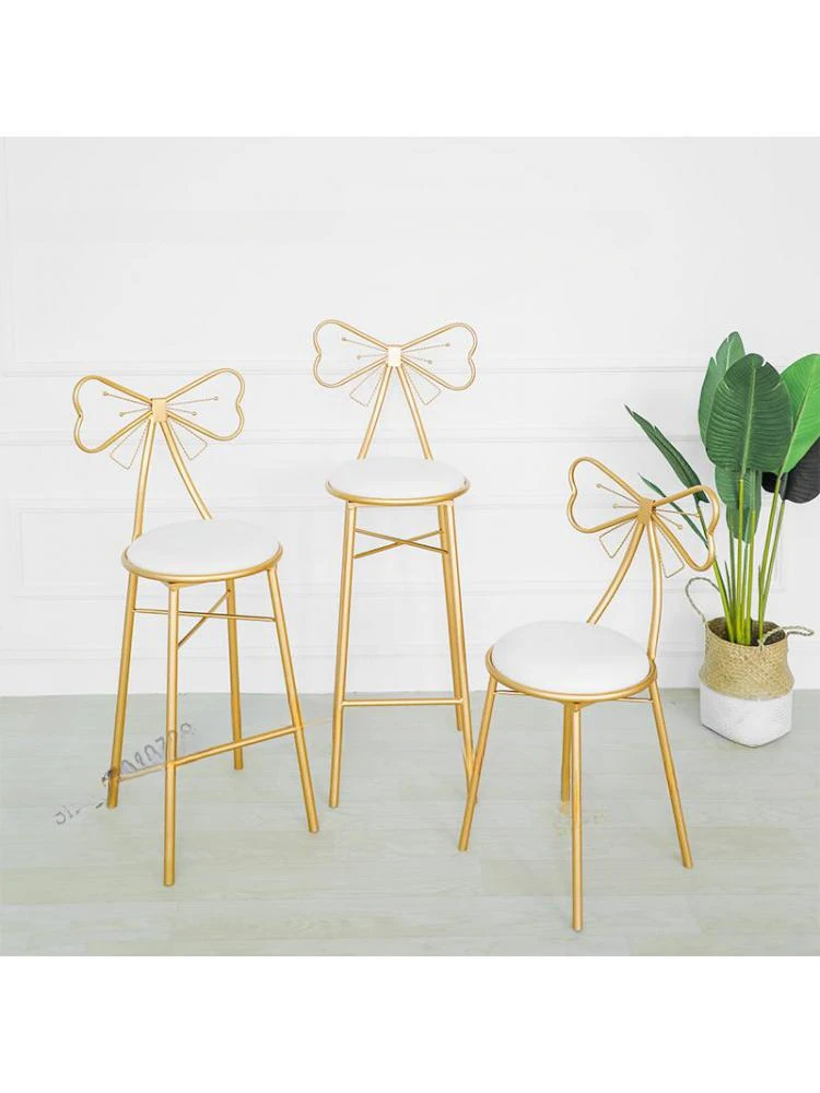 Modern Simple Bar High Stool Nordic Home Back Chair Stool Creative Fashion Bow Bar Chair