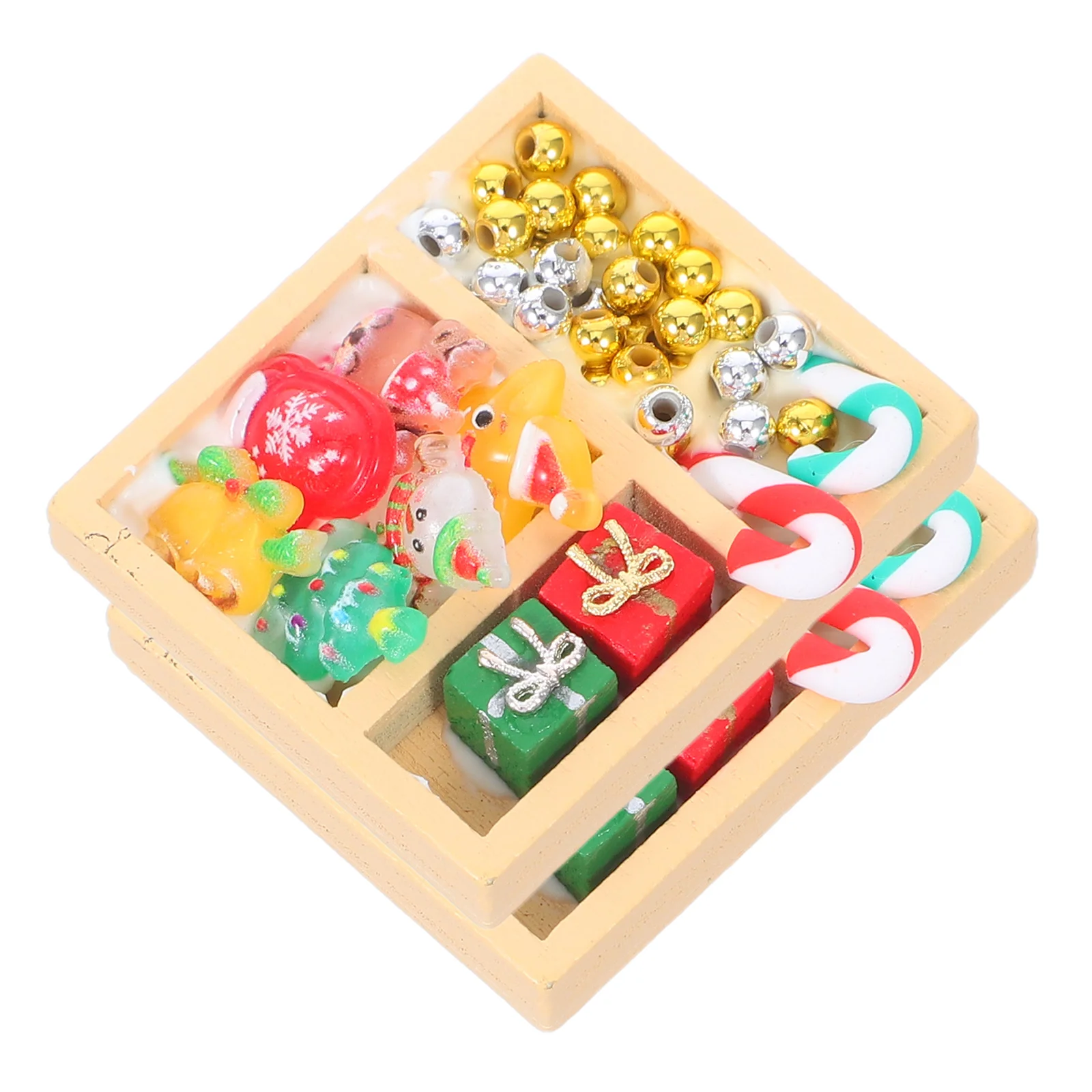 

2 Pcs Gift Box Holiday Decoration Accessories Resin Miniature Sweet for Dollhouse