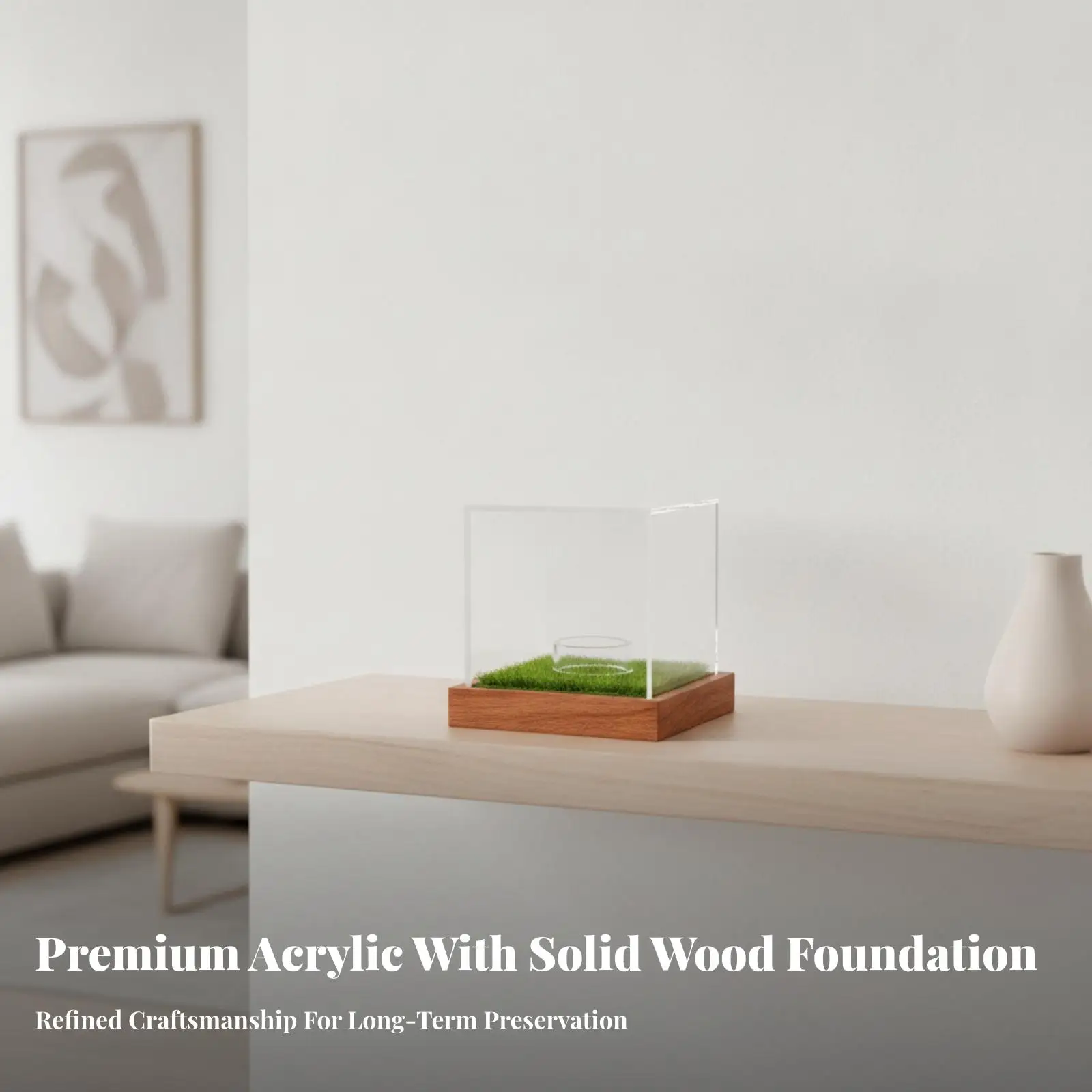 Wood Base Golf Ball Display Box with Transparent Cover for Collectible Showcase on Desk or Shelf