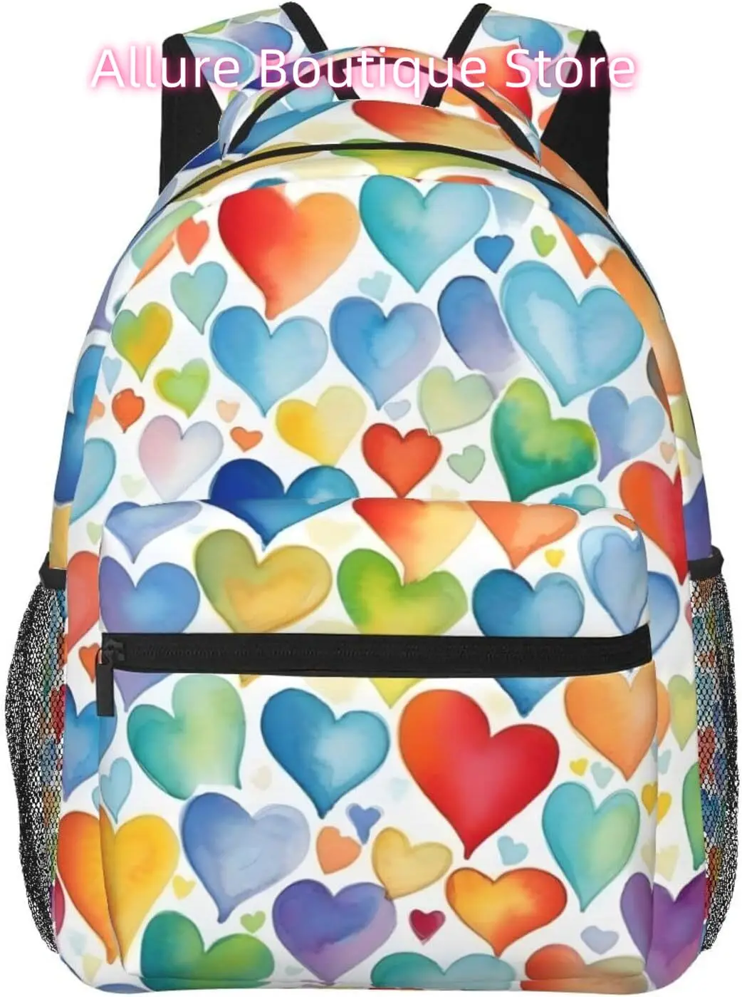 

laptop bag back to school Colorful Love Heart Pattern Lightweight Laptop Backpack Lightweight Multipurpose Travel Casual Daypack