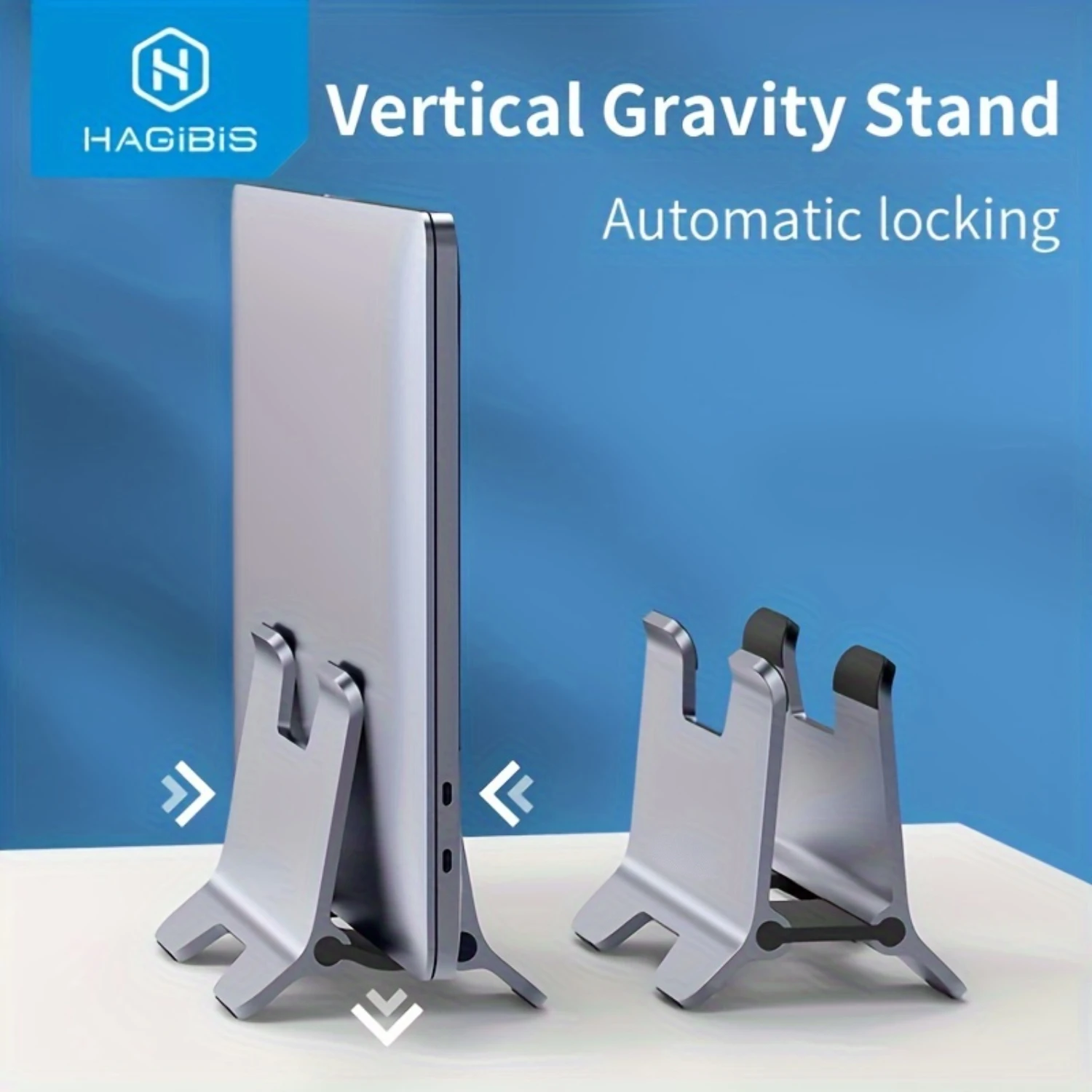 Vertical Compact Laptop Stand with Holder Dock for MacBook Pro, Mini, Surface, Chromebook - Space-Saving Desk Organizer Easy