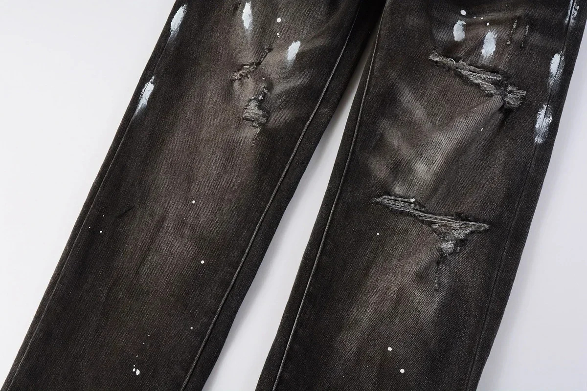 Celana Jeans Pria Berkualitas Tinggi Model Skinny Denim Hitam Distressed Low Rise dari Merek Ternama