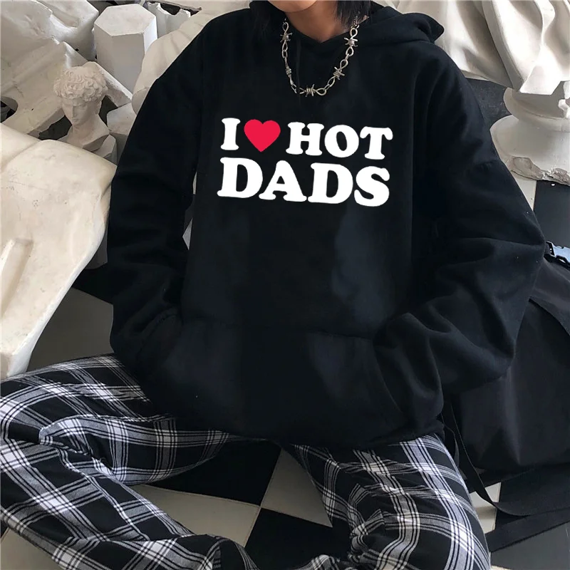 Sudaderas con capucha de gran tamaño para hombres y mujeres, sudaderas con capucha con estampado de letras, ropa de calle Emo Y2k, divertido, I Love Hot Moms