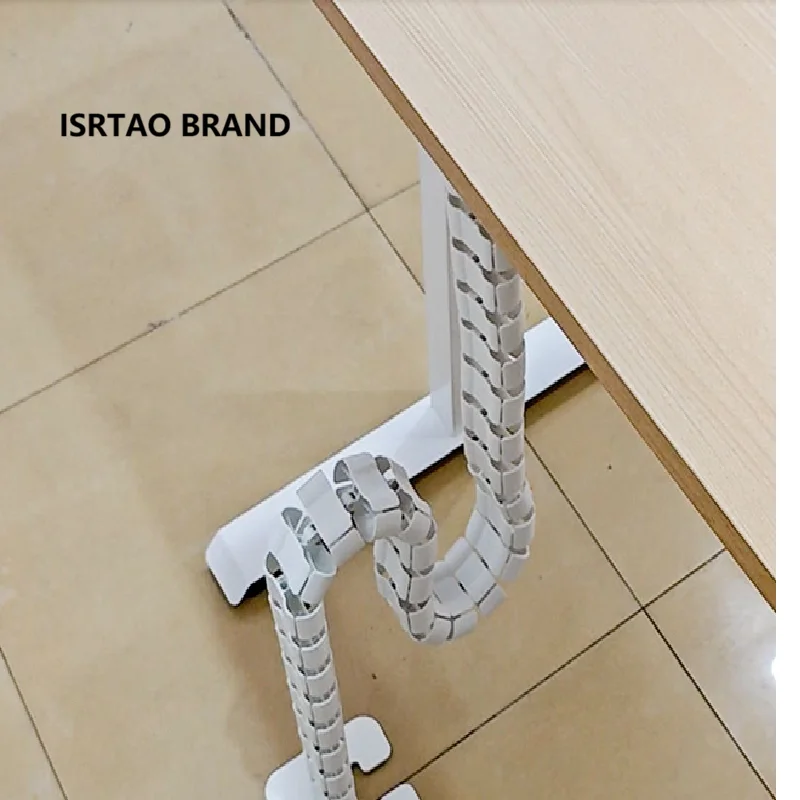 ISRTAO Metal Base Adjustable Cable Sleeve Under Desk Wire Management Workstation Snake Spine Wire Organizer Cleaning Pipe Condui