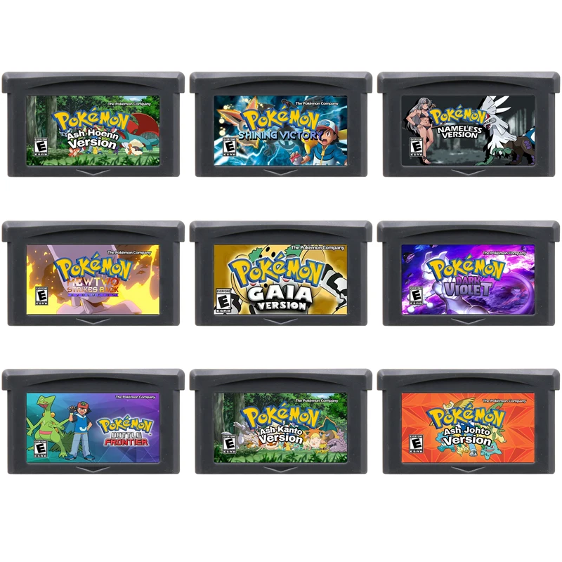 

GBA Game Cartridge 32 Bit Video Game Console Card Pokemon Series Ash Hoenn Johto Kanto Dark Violet Gaia Mewtwo Strikes Nameless