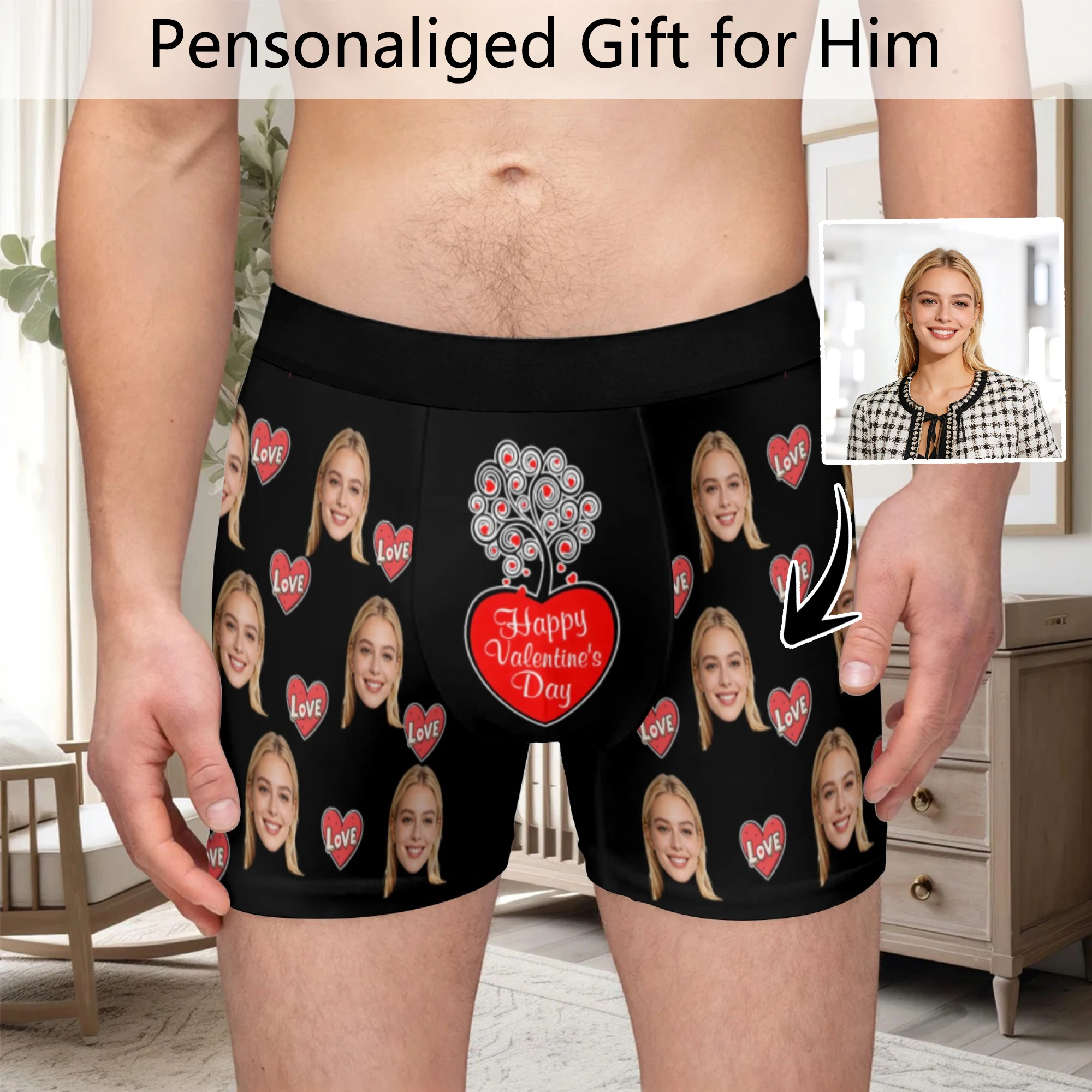 Personalized facial photo customization flat underwear customization men's Valentine's Day gift for husband gift for father