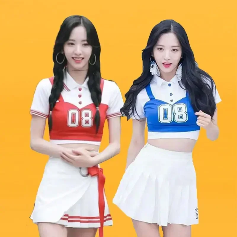 

Популярный наряд Kpop идола 2025, хип-хоп, танец черлидинга, взрослый женский костюм джазового танца, костюм болельщика, сценический костюм для выступлений для девочек