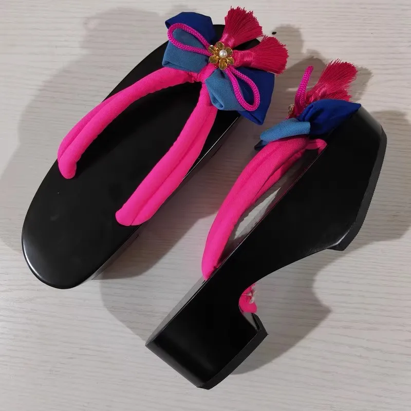 

Cosplay Punch Slippers Clogs High Heel Classic Show Performance Shoes Female Geta New Arrival