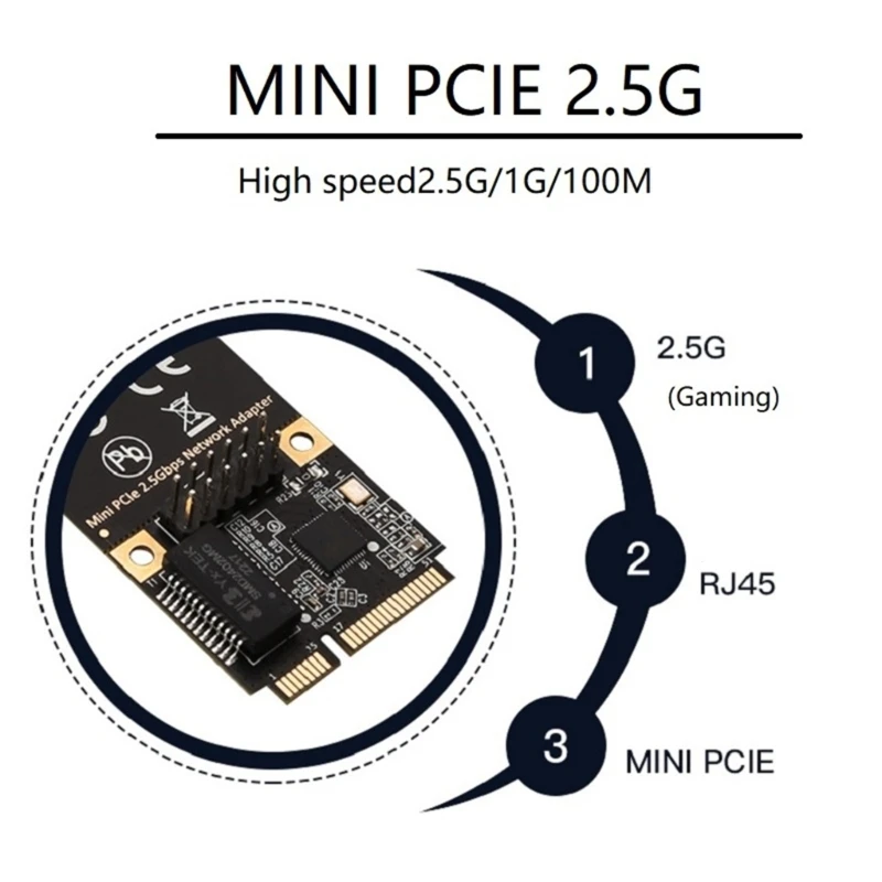 2023 Mbpsの新しい1ポートゲーミングカード,ミニpci-eギガビットアダプター。2500g rj45 lanカード2.5/10/100 mbps