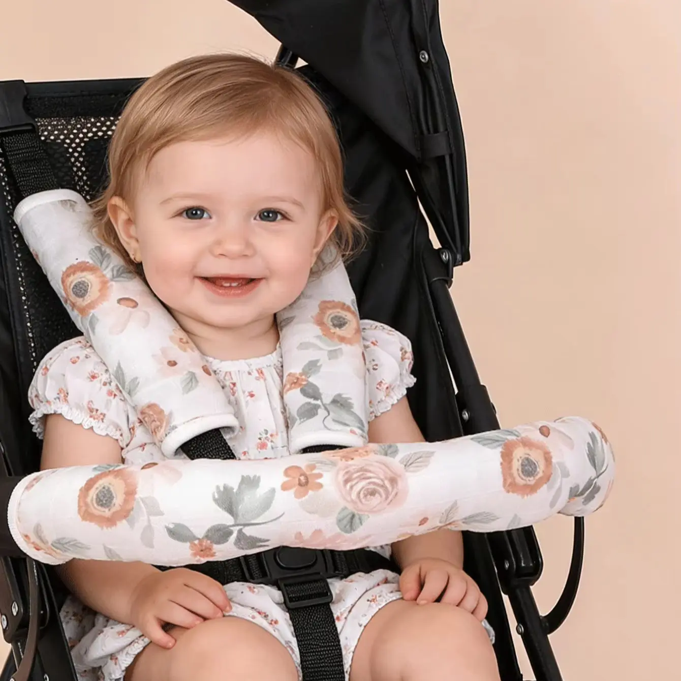 3Pcs Baby Stroller Front Armrest Cover, Cute Print Soft & Comfortable, Stroller Accessories