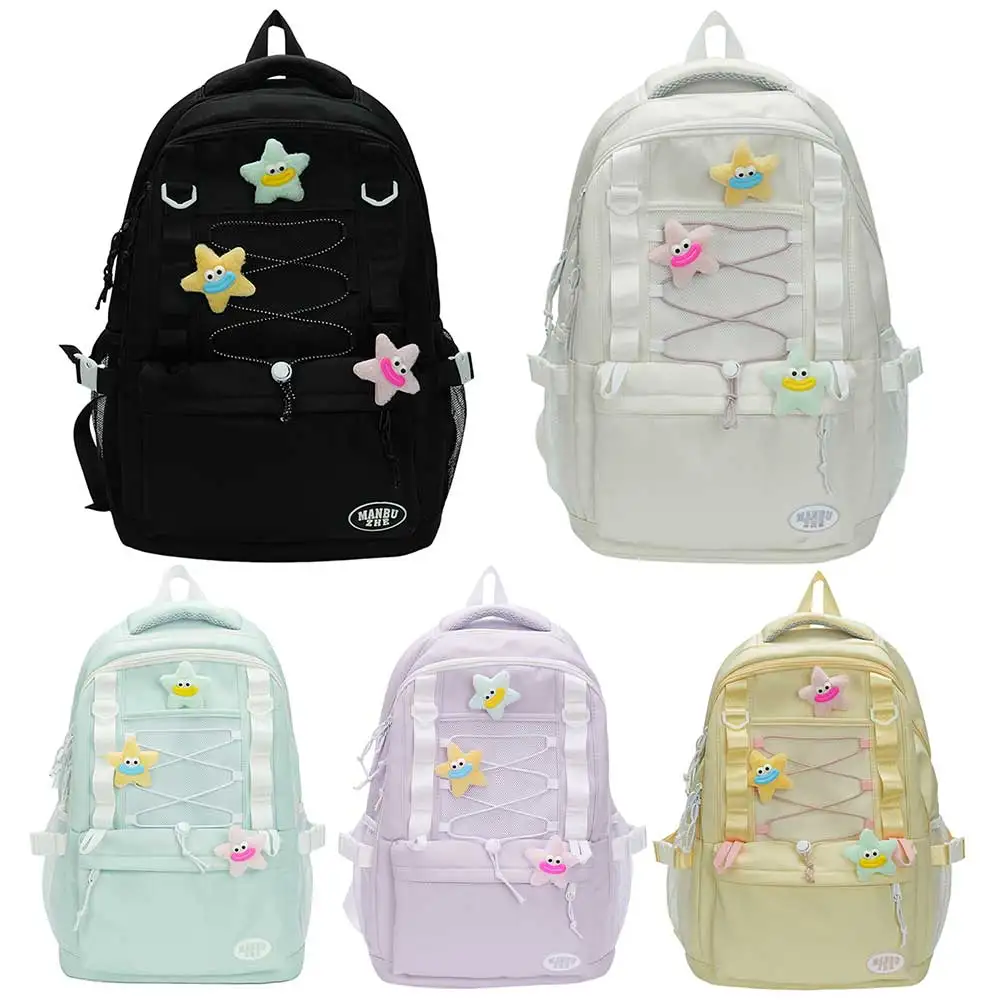 حقيبة ظهر للنساء متعددة الجيوب حقيبة مدرسية من النايلون ذات سعة كبيرة حقيبة ظهر للسفر والتنقل والعطلات