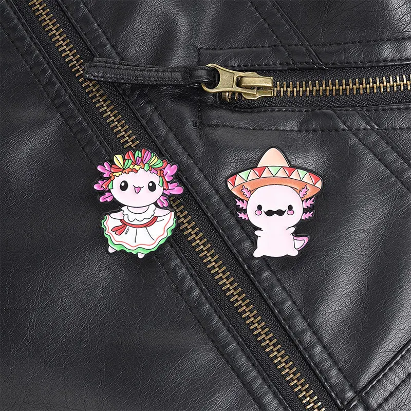 Animal Brooches Hexagonal Dinosaur Salamander Metal Badges Small Gifts Wholesale Bag Pins for Caps Backpack Accessories Brooch