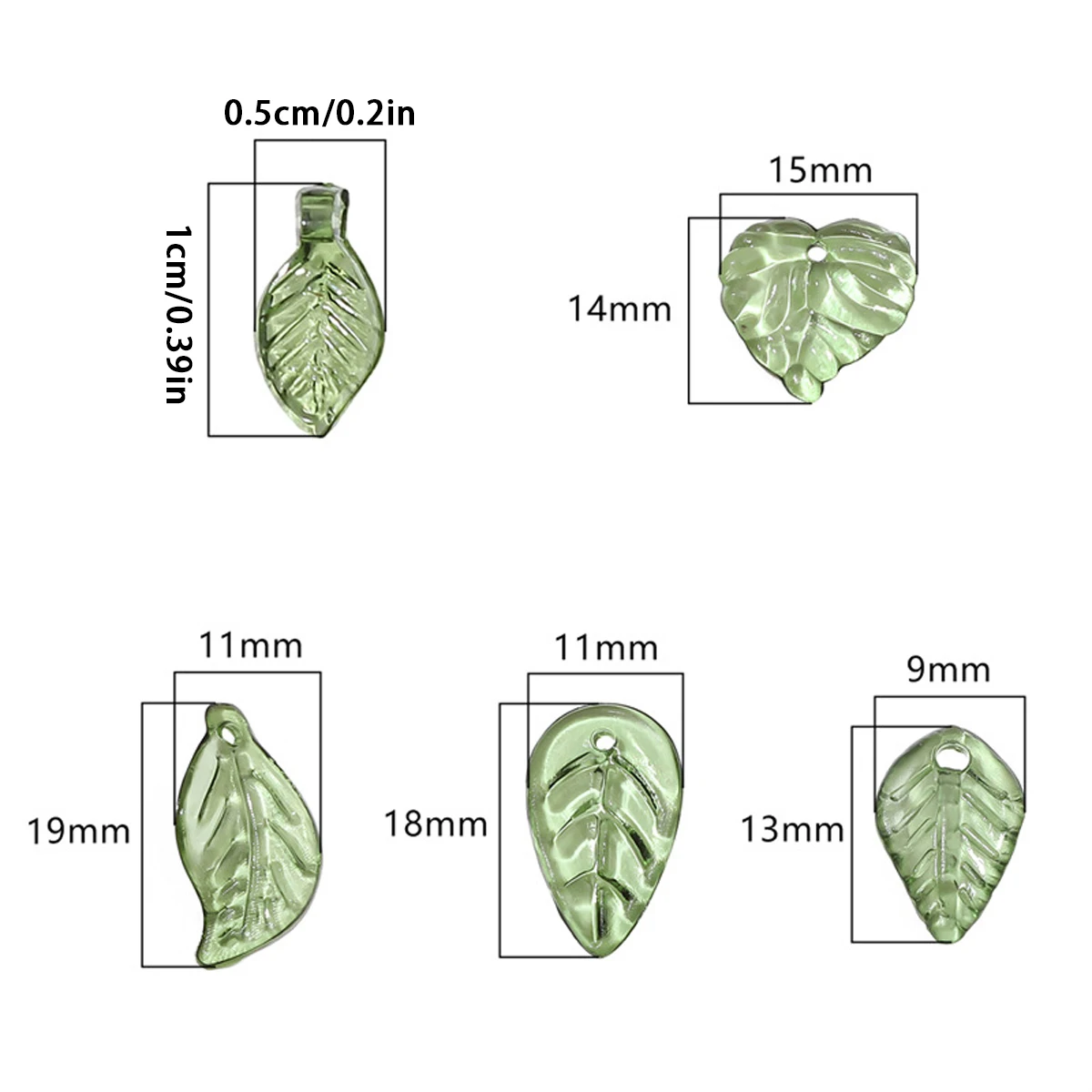 10/50PCS Acrylic Mini Tree Leaf Beads Transparent Green Plant Bead for Handmade DIY Making Jewelry Earrings Necklace Accessories image 2