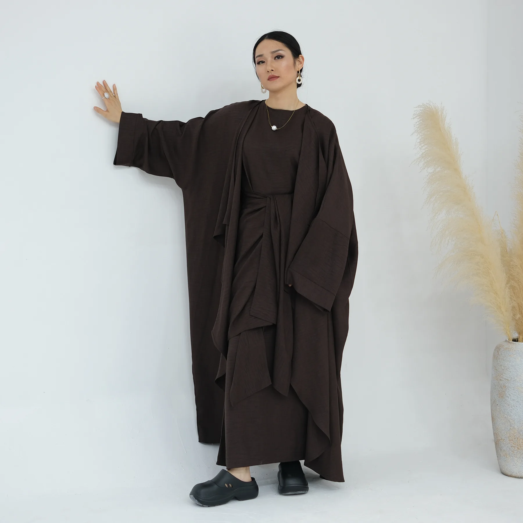 

Morocco Dress Suit Open Abaya Women Cardigan Dresses 2 Piece Set Jalabiya Muslim Ramadan Dubai Kaftan Islamic Arab Robe Vestidos