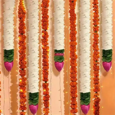 1/3Pcs Plastic Artificial Jasmine Garland Lifelike Flowers White Floral Hanging Flower String Lotus Bud Garland